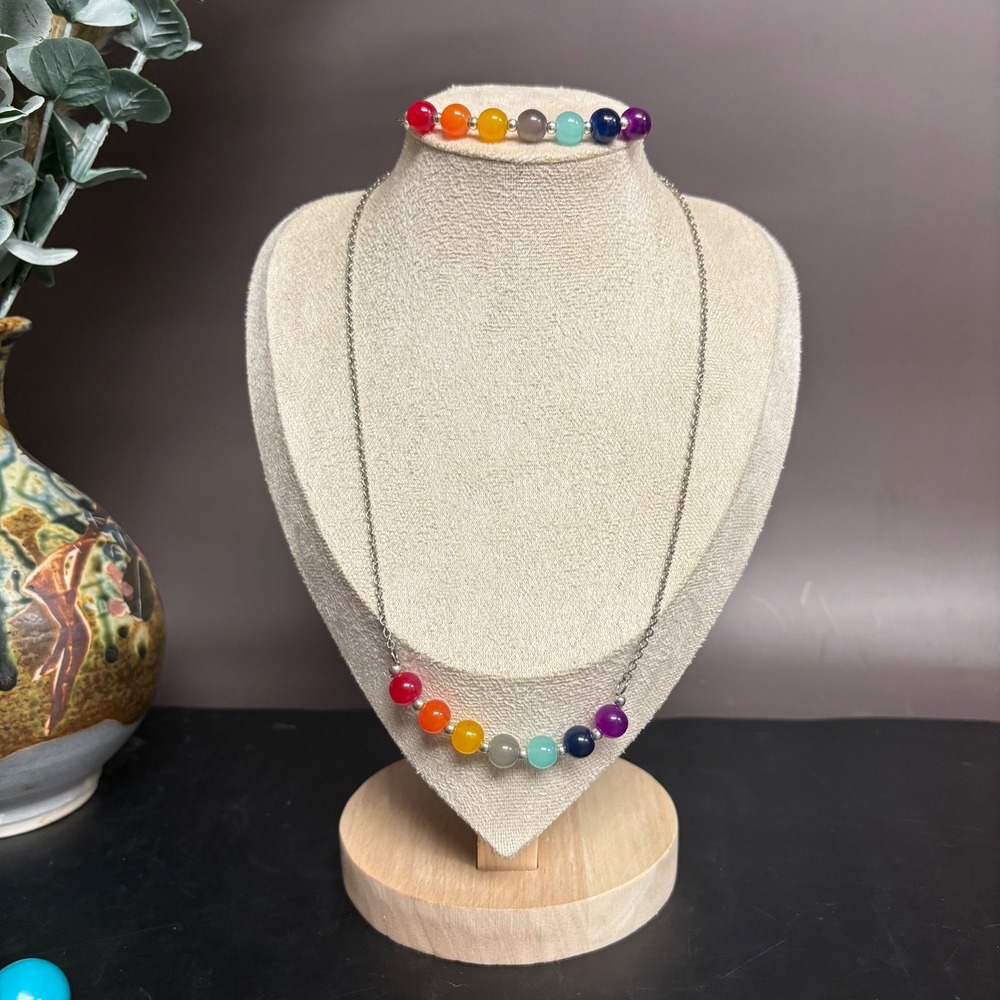 Chakra Jewelry Set | Crystal Bead Necklace Bracelet | Reiki Energy Healing